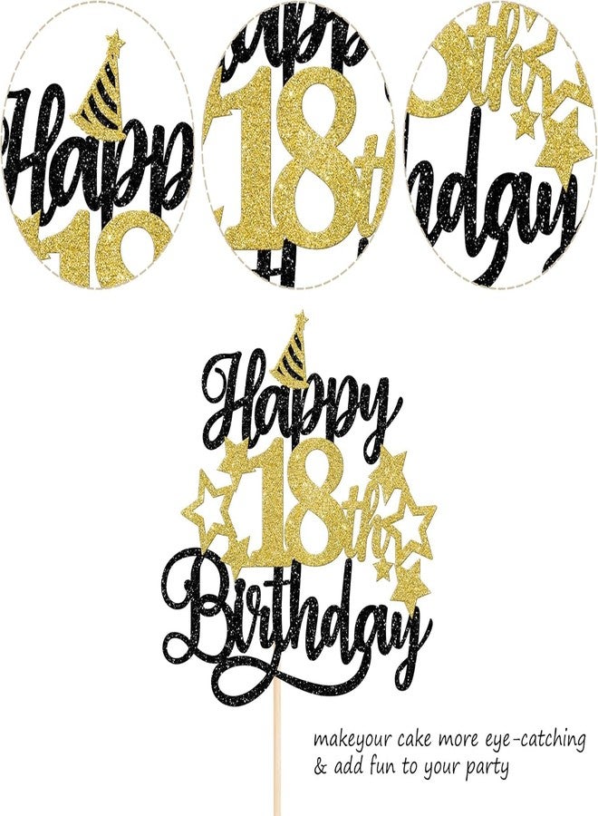 Confetti! Glitter 18th Birthday Cake Topper with Star Hat - Cheers to18 Years! Fabulous Cake Decorations for Grown ups 18th Birthday & Anniversary Party Supply - Image 4